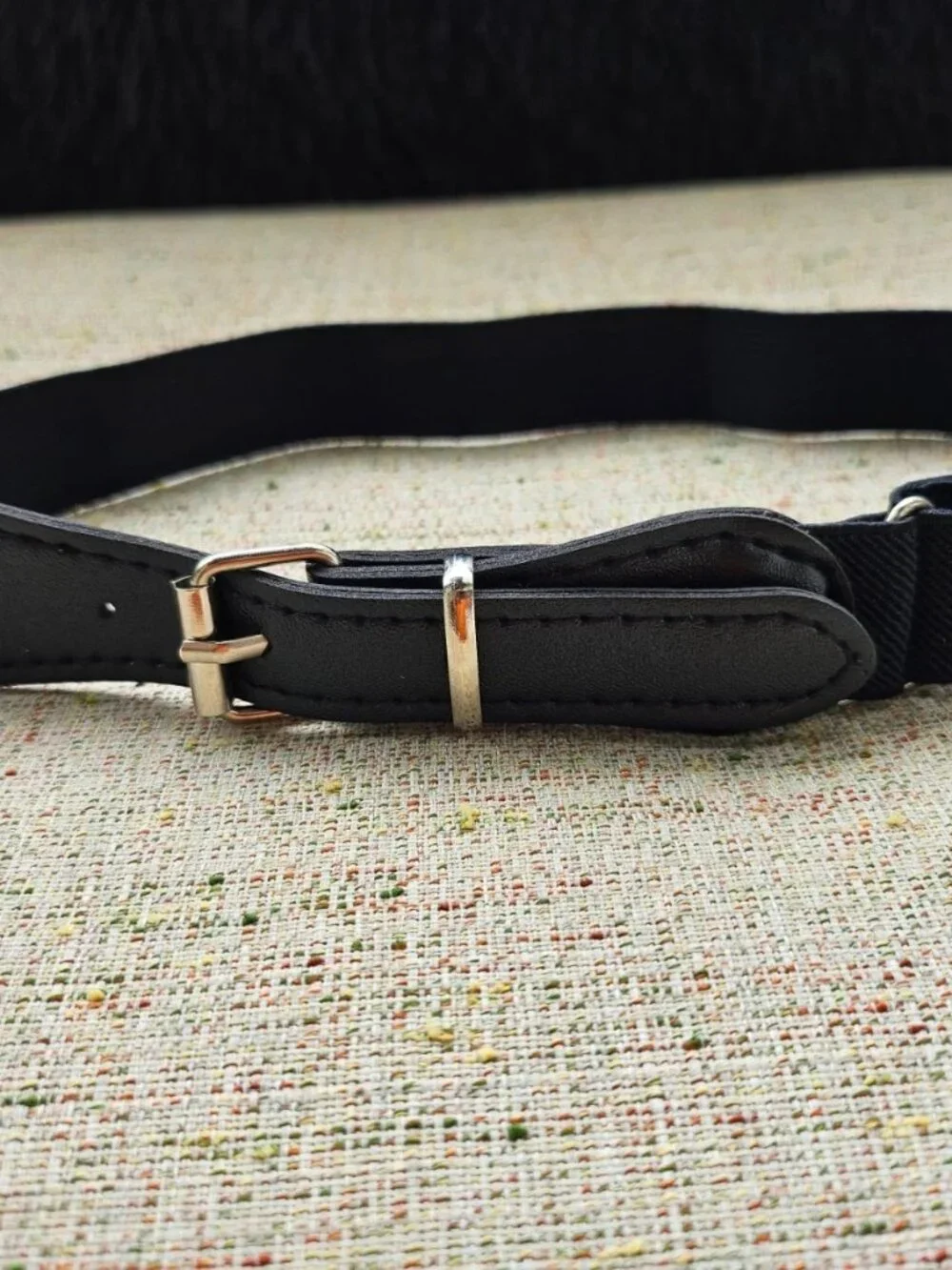 Dog Collar Faux Leather Vegan Black Tone Canvas/Leather Pet Collar Adjustable